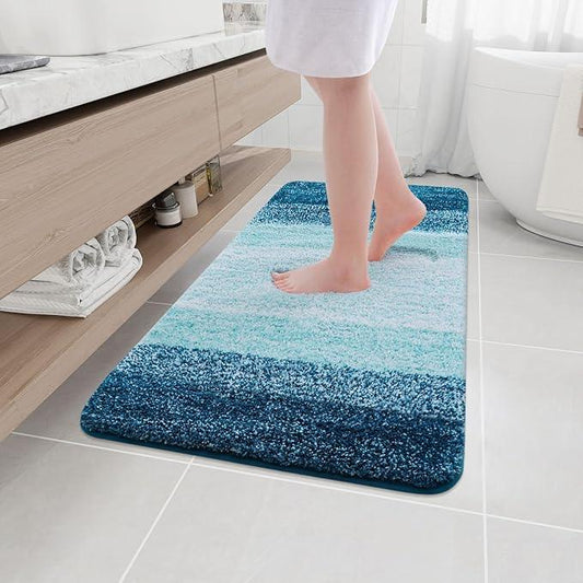 Arotive Microfiber Bathroom Rugs, Shaggy Soft and Absorbent Bath Rug, Non-Slip, Thick Plush Machine Washable Dry Bath Mats for Bathroom, Tub and Shower, 44x24, Peacock Blue, Rectangular - ModernBath