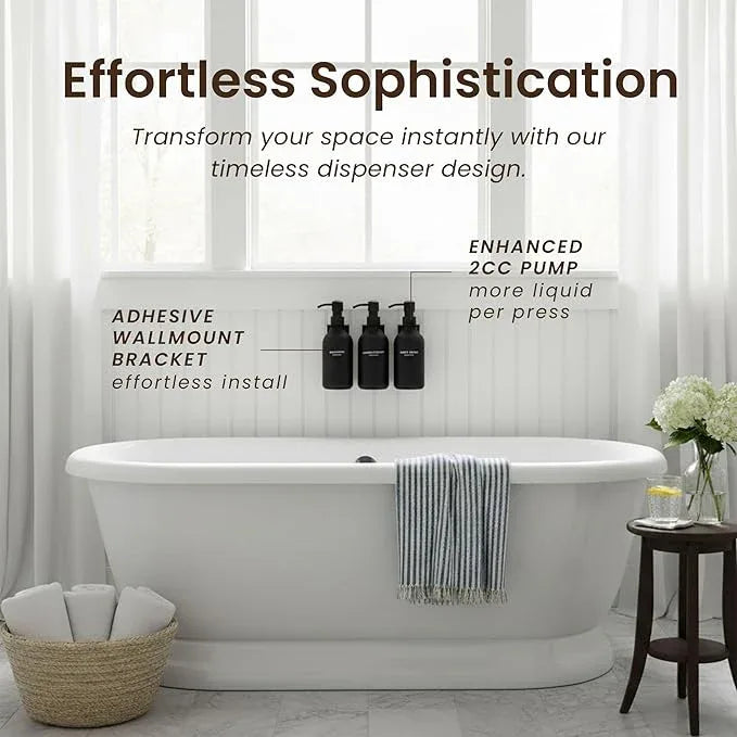 MaisoNovo Shampoo and Conditioner Dispenser - Shower Soap Dispenser Wall Mounted - 16.9 fl oz Set of 3 Black Plastic Bottles Black Pump - Shampoo Dispenser, Shower Dispenser - ModernBath