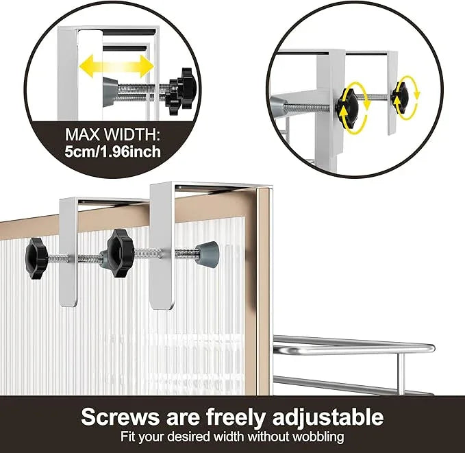 Orimade Adjustable Hanging Over the Shower Door Caddy,Bathroom Organizer Shelf Storage with 4 Hooks for Razor,No Drilling Rustproof Shower Rack Basket, 4 Tier, Silver - ModernBath