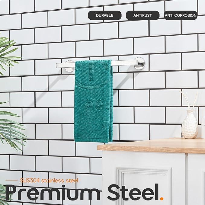 16 Inch Bathroom Towel Bar Bath Towel Rack Kitchen Towel Holder Towel Hanger Wall Mounted SUS304 Stainless Steel Polished Chrome AN4001CH-L16 - ModernBath