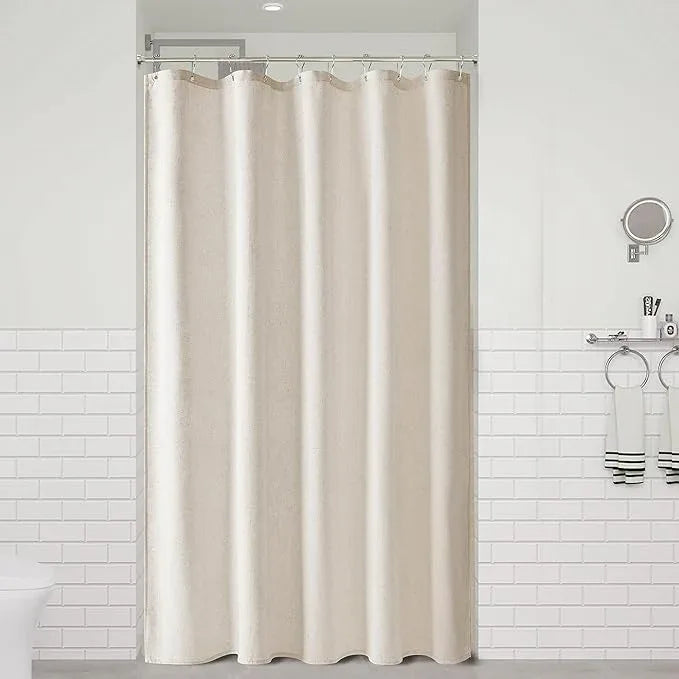 Naturoom Oatmeal Linen Shower Curtain, Cloth Textured Fabric Shower Curtain Set with Hooks, Simple Elegant Modern Farmhouse Country Ultra Thick Bath Curtains for Bathroom,Water Repellent,60x72 - ModernBath