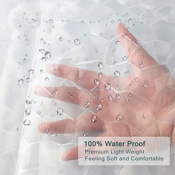 LQFMEHOT EVA Clear Shower Curtain Liner, 3D Water Cube 5G Shower Liners with 12 Rustproof Metal Grommets and Weighted Magnets, Waterproof Duty for Bathroom 72 x 72 - ModernBath