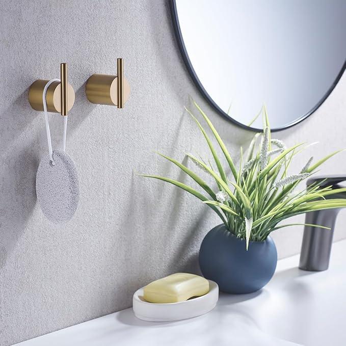 RANDOM Champagne Bronze Towel Hooks for Bathrooms Wall Mount Coat Hooks SUS304 Stainless Steel Hand Towel Robe Hook.RD-96068-8CB - ModernBath
