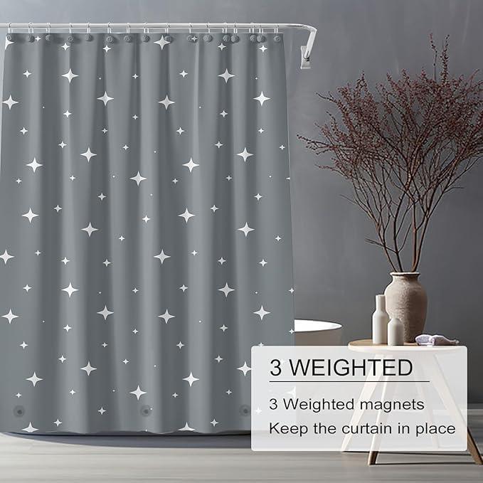 TIKABC Shower Curtain Liner, 4G PEVA Shower Liner, Plastic Waterproof Shower Curtains, with Grommet Holes and 3 Magnetic Weights(Dreamy Grey) - ModernBath