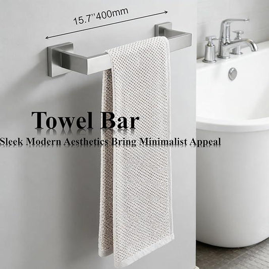 Bathroom Hardware Set 4 Piece Brushed Nickel Bathroom Accessories Set SUS304 Towel Bar Set Includes Towel Bar 16 Inch+Towel Holder+Toilet Paper Holder+Towel Hook (4, Brush Nickel) - ModernBath