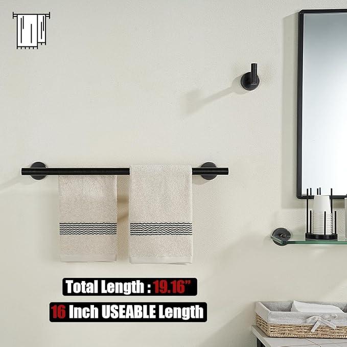 JQK Double Towel Bar Oil Rubbed Bronze, 19 Inch 304 Stainless Steel Thicken 0.8mm Towel Rack Bathroom, Towel Holder ORB Wall Mount, Useable Length 16 Inch, TB100L16-ORB - ModernBath