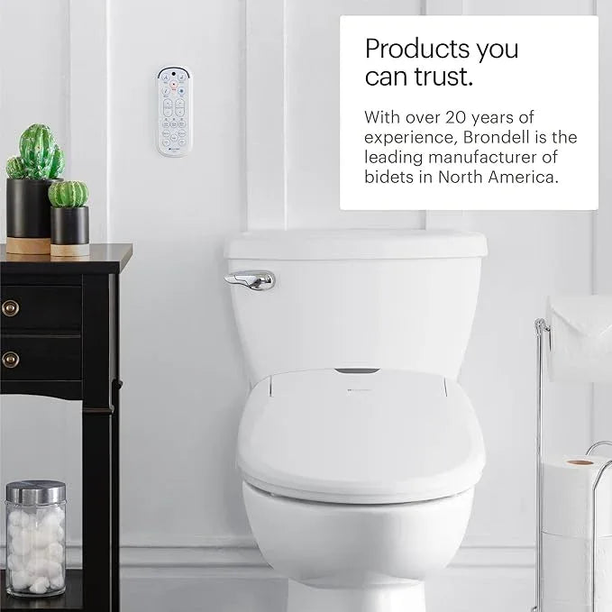 Brondell Bidet Toilet Seat S1400, Smart Toilet Seat, Dual Stainless-Steel, Self-Cleaning Nozzle With Clean Plus Technology, Endless Warm Water Bidet, Warm Air Dryer-Nightlight, Heated Seat, Round - ModernBath