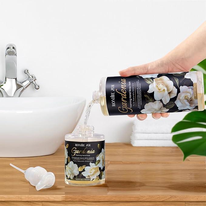 ROMIIE ZOI Foaming Hand Soap Refill, Gardenia, Gentle & Moisturizing Formula, 1 L/ 33.8 FL OZ - ModernBath