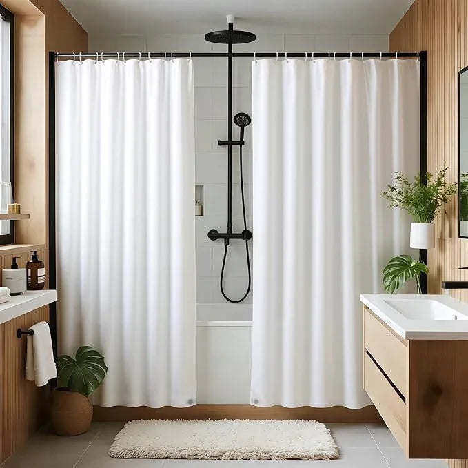 Biscaynebay Fabric Shower Curtain Liner 72x72 Inch-4 Packs White Water Resistant Bathroom Curtains-Hotel Soild Polyester Shower Liners Washable with Magnets - ModernBath