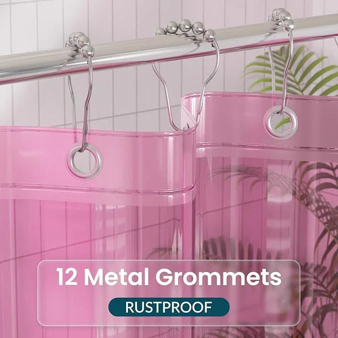 Titanker Shower Curtain Liner, Plastic Shower Liner PEVA 72 x 72 Lightweight Waterproof Shower Curtains for Bathroom with Magnets and Grommets, Clear Pink - ModernBath