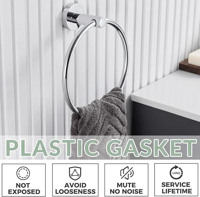 APLusee Hand Towel Ring for Bathroom Wall, Heavy Duty Stainless Steel Chrome Towel Holder, Wall Mounted - ModernBath