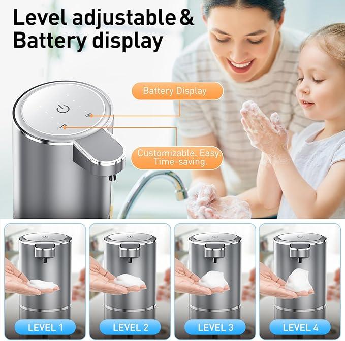 Fantictas Automatic Foaming Soap Dispenser Foaming Hand Sanitizer Touchless 1500mAh Soap Dispenser Rechargeable with Sensor for Bathroom Kitchen 13.5oz/380ml - ModernBath