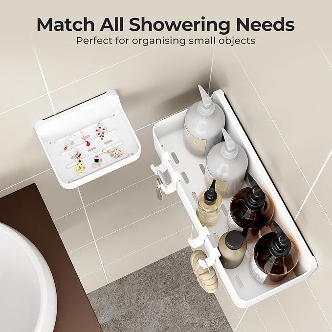 Orimade Shower Caddy 3-Pack, No-Drill Adhesive Shelves for Bathroom, Rustproof ABS Storage Organizer Set, White - ModernBath