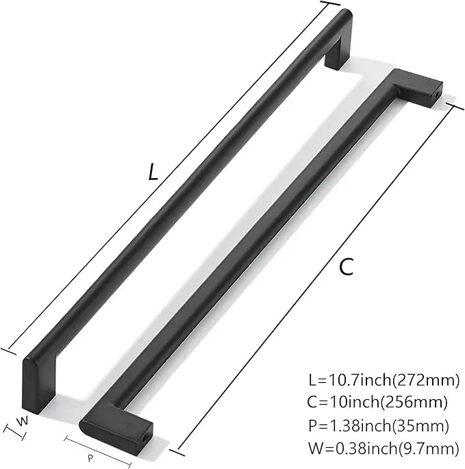 khtumeware 10 Inch Hole Center 6 Pack Matte Black Cabinet Pulls Heavy Duty Solid Kitchen Drawer Handle, Hardware for Bathroom, Drawer, Cabinet, Door Cabinet - ModernBath