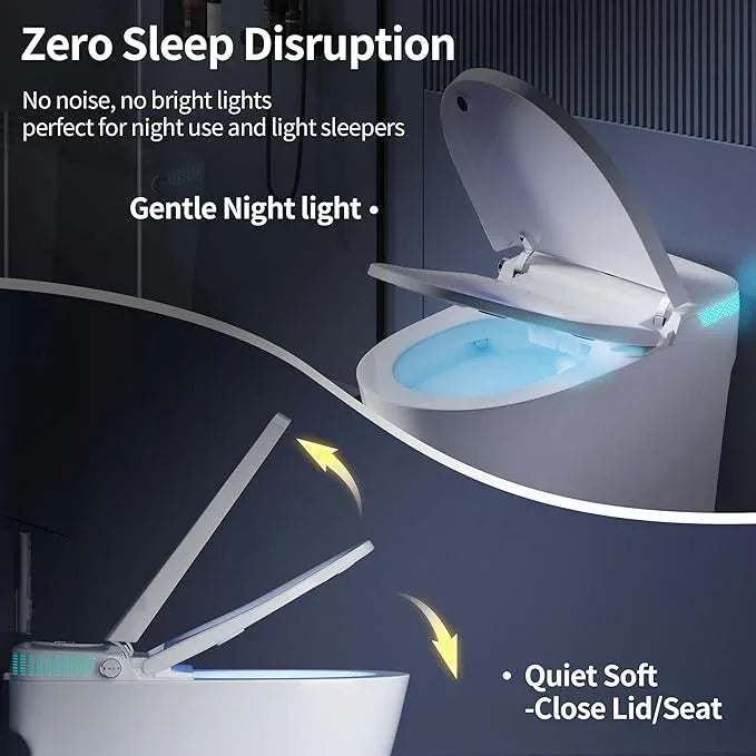 ZAOZUO Smart Toilet with Bidet Built-In, One Piece Toilet with Foot Sensor, Heated Bidet Seat, Dual Flush Remote, Electric Tankless Toilets with 4 Washing Modes, Child Mode, Self-Cleaning Nozzle - ModernBath