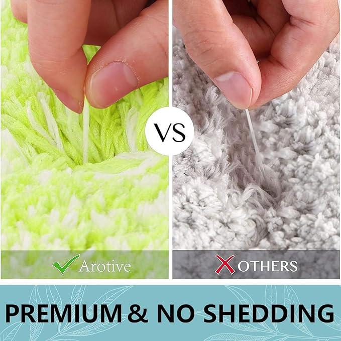 Arotive Microfiber Bathroom Rugs, Shaggy Soft and Absorbent Contour Toilet Rugs, Non-Slip, Thick Plush Machine Washable Dry Bath Mats for Toilet Base, 24x16, Light Green, Rectangular - ModernBath