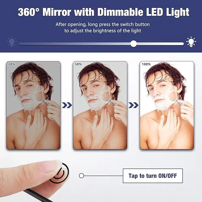 Dripex 3 Way Mirror with Led Lights for Men or Women, 360° Trifold Self Haircut Mirror with Height Adjustable Hooks, for Makeup, Styling, Shaving, Braiding, Dye Hair (Black with Led) - ModernBath
