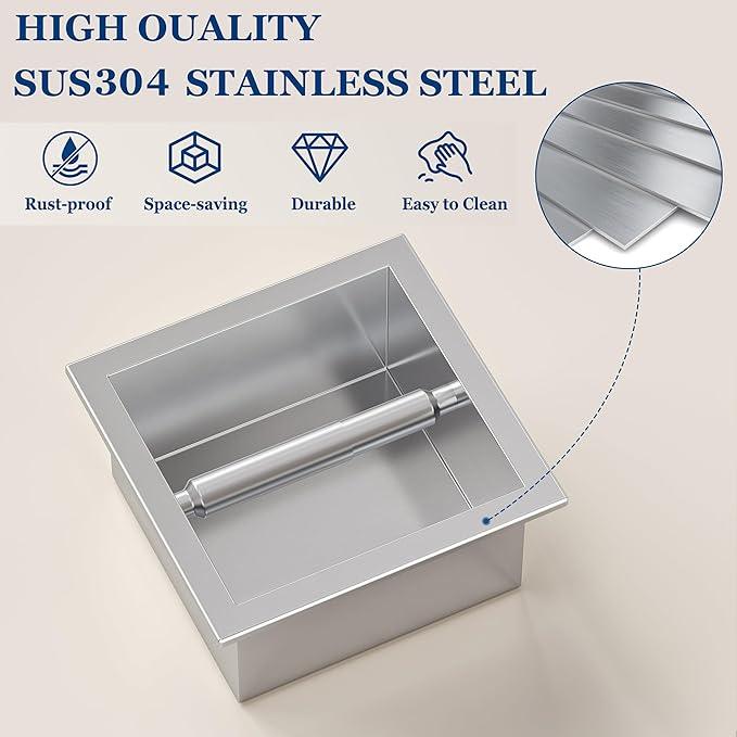 Toilet Paper Holder, SUS 304 Stainless Steel Recessed Toilet Paper Holder Built-in, in Wall Toilet Paper Wall Holder for Bathroom, Brushed Nickel - ModernBath