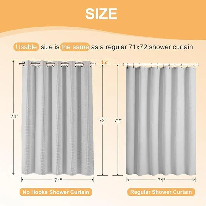 River Dream Grey Cotton Blend Shower Curtain with Snap in Liner, No Hook Heavy Duty Shower Curtains for Bathroom, Hotel Grade, Water Repellent, 71" Wx74 L - ModernBath