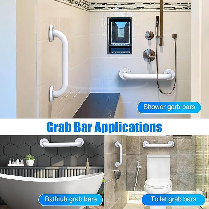 ROTHLEY 18 Inch Bathroom Safety Grab Bar: Matte White Shower Grab Bars with Concealed Screws for Elderly or Handicapped - ModernBath