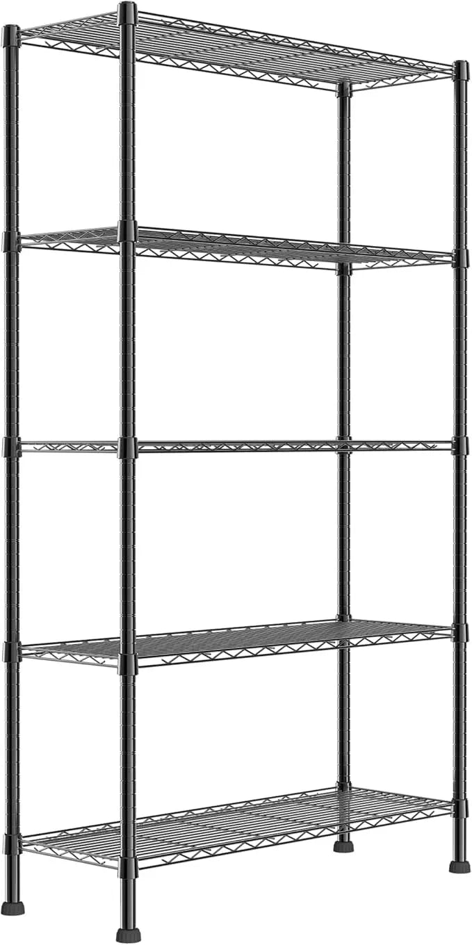REGILLER 5-Wire Shelving Metal Storage Rack Adjustable Shelves,Standing Storage Shelf Units for Laundry Bathroom Kitchen Pantry Closet(Black,14.1" D x 36.1" W x 71.5" H) - ModernBath