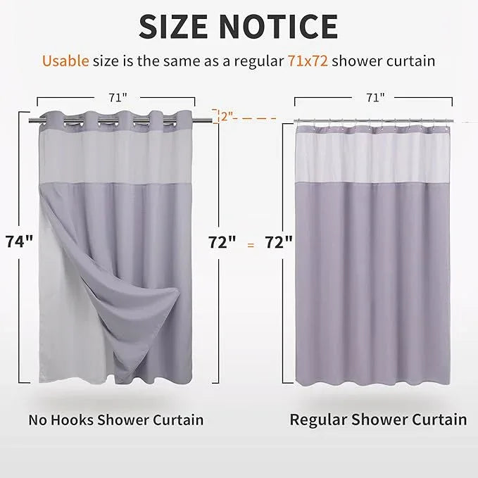 River Dream Heavyweight No Hooks Required Dotted Waffle Weave Shower Curtain with Snap in Liner - 71W x 74H,Hotel Grade,Spa Like Bath Curtain,Lilac - ModernBath