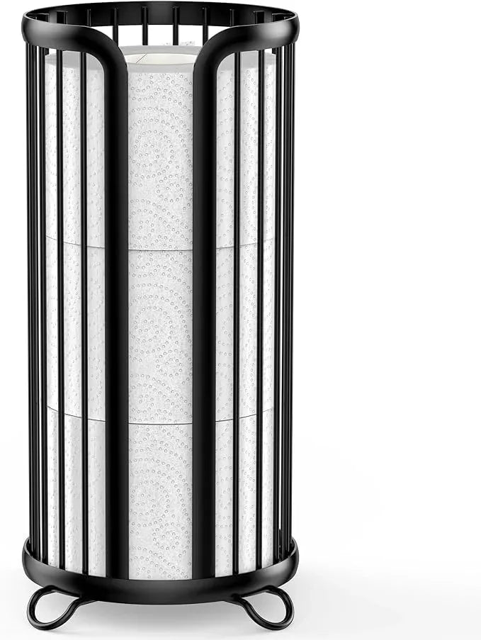 Toilet Paper Holder Stand, Freestanding Toilet Tissue Organizer, Minimalistic Storage Solution, Reserve Mega Rolls-Modern Black - ModernBath