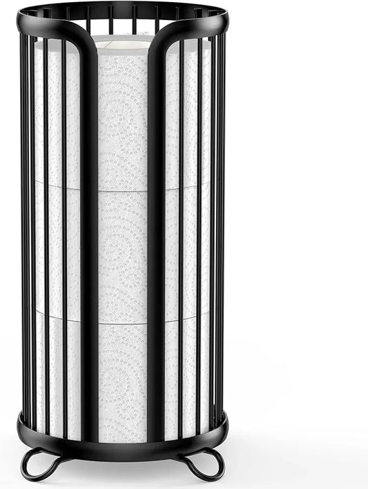 Toilet Paper Holder Stand, Freestanding Toilet Tissue Organizer, Minimalistic Storage Solution, Reserve Mega Rolls-Modern Black - ModernBath