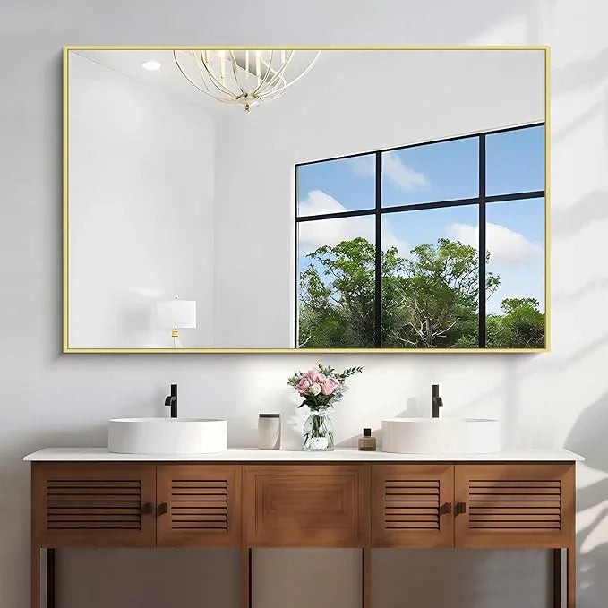 KOCUUY Large Gold Bathroom Mirror, 60x40 Inch Rectangular Mirror for Bathroom Sink, Oversized Wall Mirror with Metal Gold Frame for Living Room, Farmhouse, Entryway, Hang Horizontal/Vertical - ModernBath