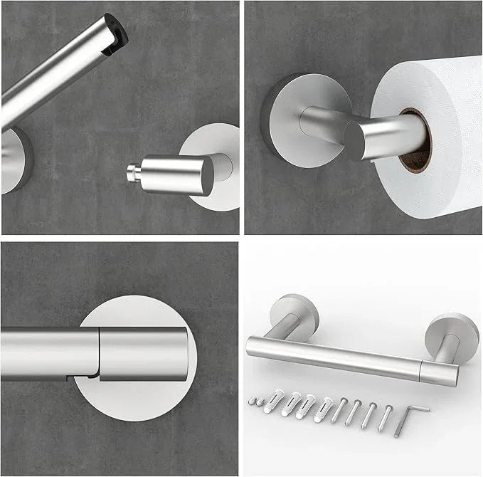 Bathroom Toilet Paper Holder Wall Mount SUS304 Stainless Steel Double Post Pivoting Toilet Paper Roll Holder Wall Mounted for Bathroom RV Commercial Toilet Tissue Dispensers, Brushed Nickel - ModernBath
