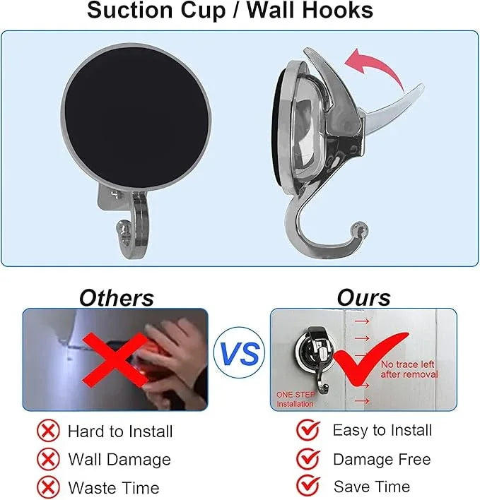 Heavy Duty Suction Cup Hooks for Shower, Bathroom Robe - Reusable, No Hole Punched, for Garland Decoration (Silver Grey, 2 Pack), XPG-TSX1 - ModernBath