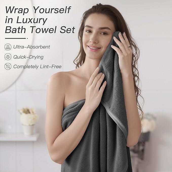 iMucci Bathroom Accessories Bathroom Sets with Shower Curtain, Bath Towel Set, Trash Can, Toilet Brush, Soap Dispenser, Bathroom Accessories Set Complete - ModernBath