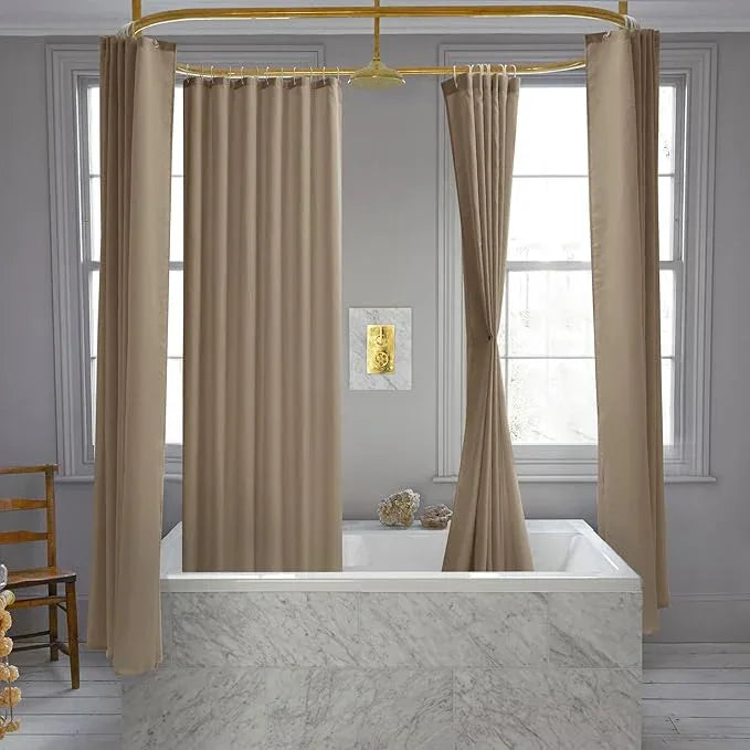 Nasitos Fabric Shower Curtain or Liner 4 Pack - W72 x H72 - Hotel Quality & Water Resistant Cloth Shower Liner for Bathroom, Machine Washable, Standard Size (Khaki, Include 8 Magnets) - ModernBath