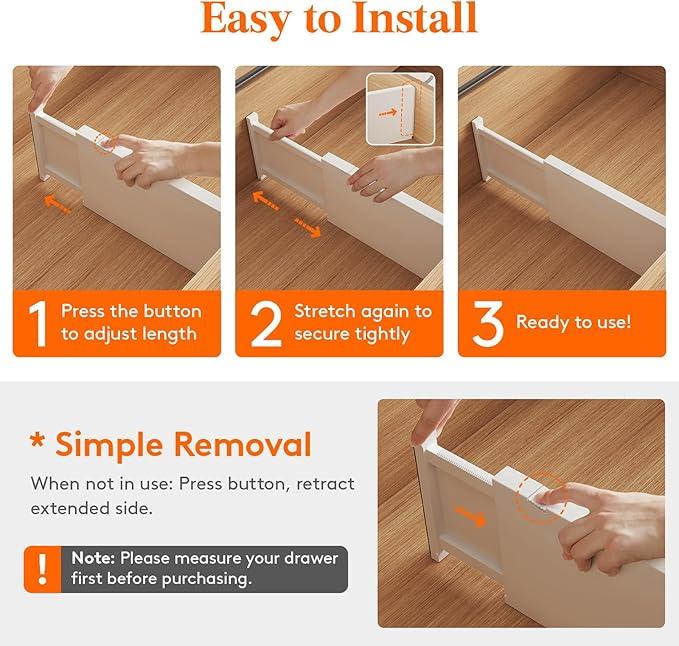 Lifewit 8 Pack Drawer Dividers Plastic 6" High, 13.5-22" Adjustable Drawer Organizers for Clothes, Expandable Dresser Separators in Bedroom/Bathroom/Kitchen/Fridge/Office Organization and Storage - ModernBath
