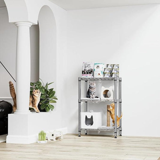 750 lbs 3 Tier Shelf Metal Storage Shelves Shelving Wire Rack Heavy Duty Closet Organizers for Garage Kitchen Bathroom Laundry Chrome 13.8" D x 23.6" W x 35.5" H - ModernBath