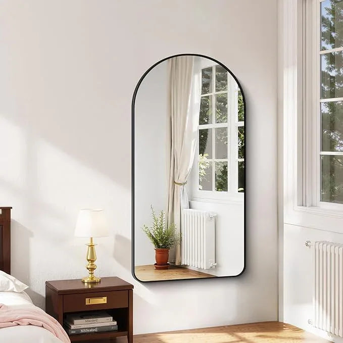Arched Bathroom Mirror, 24"x48" Black Arched Mirror for Bathroom, Wall Mounted Mirror, Black Vanity Wall Mirror w/Metal Frame for Bedroom, Entryway, Living Room, Vertically Hanging - ModernBath