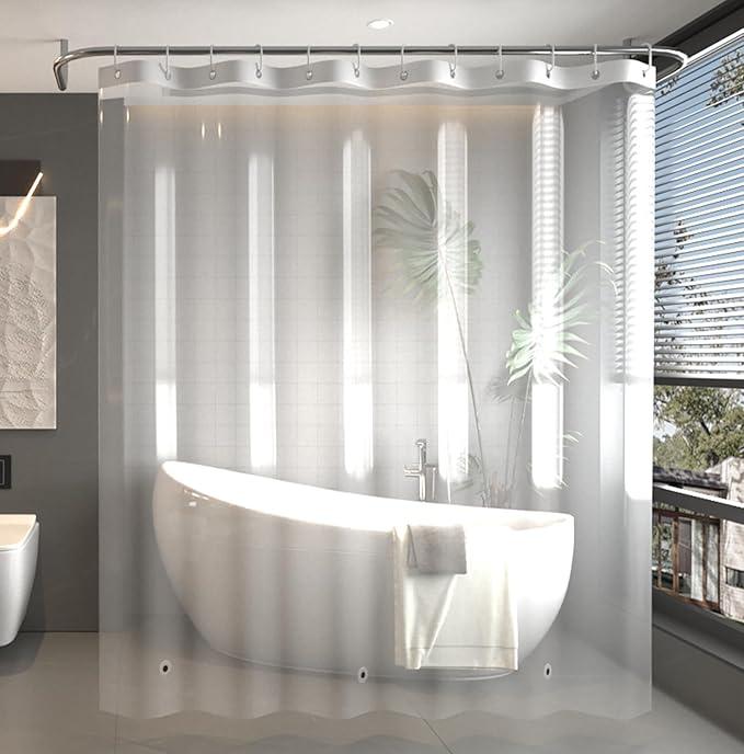 Poposa Shower Curtain Liner Clear- Premium PEVA Waterproof Shower Curtain with Rust-Proof Grommets, Standard Size Bathroom Shower Curtains, 72x72 Inches Lightweight - ModernBath