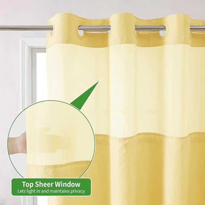 eachope Long No Hooks Needed Linen Textured Shower Curtain with Snap-in Fabric Liner Set,Hotel Luxury Decor Shower Curtains for Bathroom,Waterproof & Washable,71Wx80H,Gold - ModernBath
