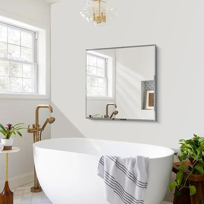 CILIBER Beveled Mirror, 30x30 inch Square Bathroom Mirrors for Wall, Upgraded Shatterproof Frameless Vanity Mirror Over Sink with Beveled Edge for Bathroom,Bedroom,Living Room and Entryway - ModernBath