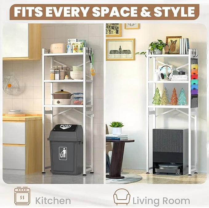 ZZL Over The Toilet Storage,3-Tier,Bathroom Toilet Organizer,Multifunctional Space Saver Freestanding Bathroom Shelves with 4 Hooks,White - ModernBath