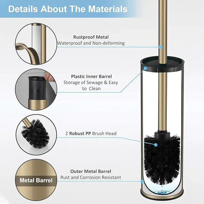 BGL Brushed Gold Toilet Brush and Holder,Stainless Steel Toilet Brushes for Bathroom with Holder - ModernBath
