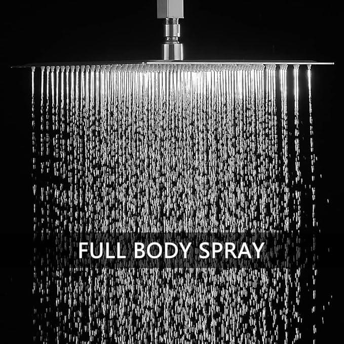 Heable Brushed Nickel Shower System Bathroom 16 Inch Rain Shower Head Ceiling Mount with Handheld Luxury High Pressure Shower Combo Set Shower Faucet Rough-in Valve Body and Trim Kit - ModernBath