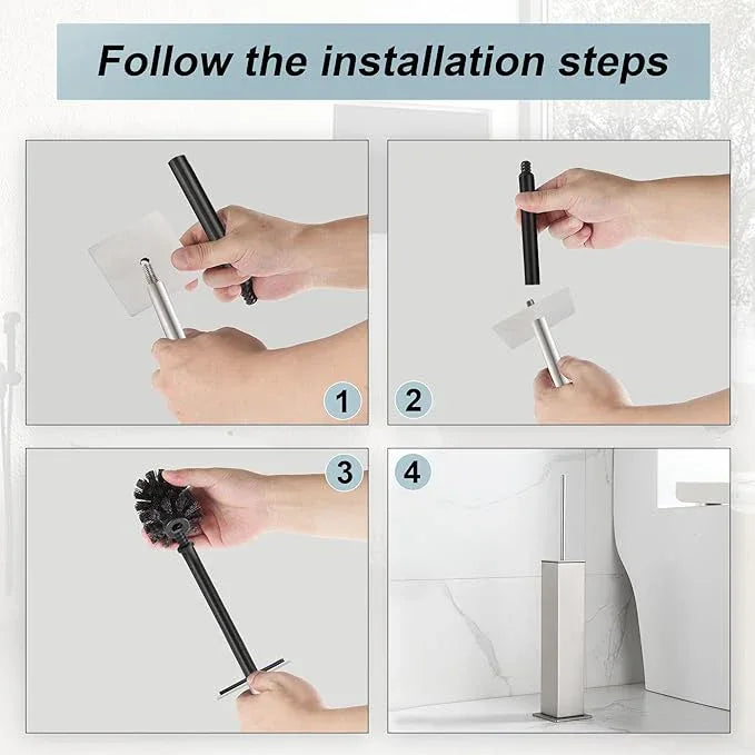 Brushed Nickel Toilet Brush and Holder,Toilet Bowl Brush with Extra Long Handle - ModernBath