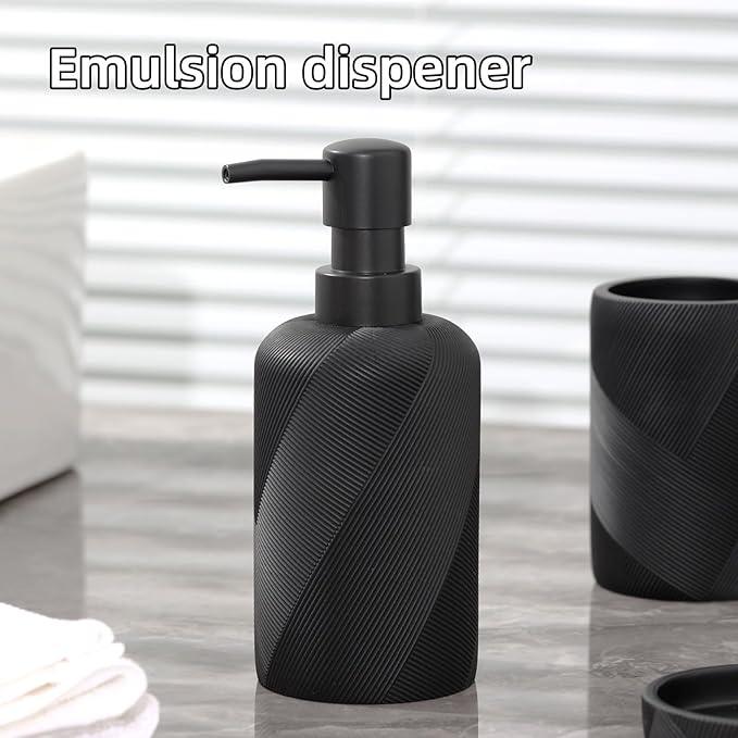 Bathroom Accessories Set, Bathroom Organizer Countertop, Soap Dispenser and Toothbrush Holder, Mouthwash Cup, Tray Set, Vanity Tray for Bathroom, 4 Pieces Modern Decor (Matte Black) - ModernBath