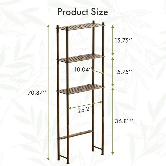 AmazerBath Bamboo Over The Toilet Storage Shelf, Over Toilet Bathroom Organizer Rack, 3-Tier Bathroom Shelves Over Toilet, Space Saver, Walnut Brown - ModernBath