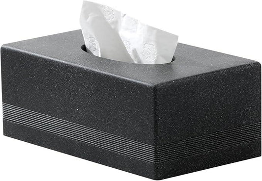 Haocoott Tissue Box Cover Rectangle, Resin Facial Tissues Holder Covers RectangularToilet Paper Holder Case Dispenser Home Decorative for Bathroom Kitchen Bedroom Living Room Office (Black) - ModernBath