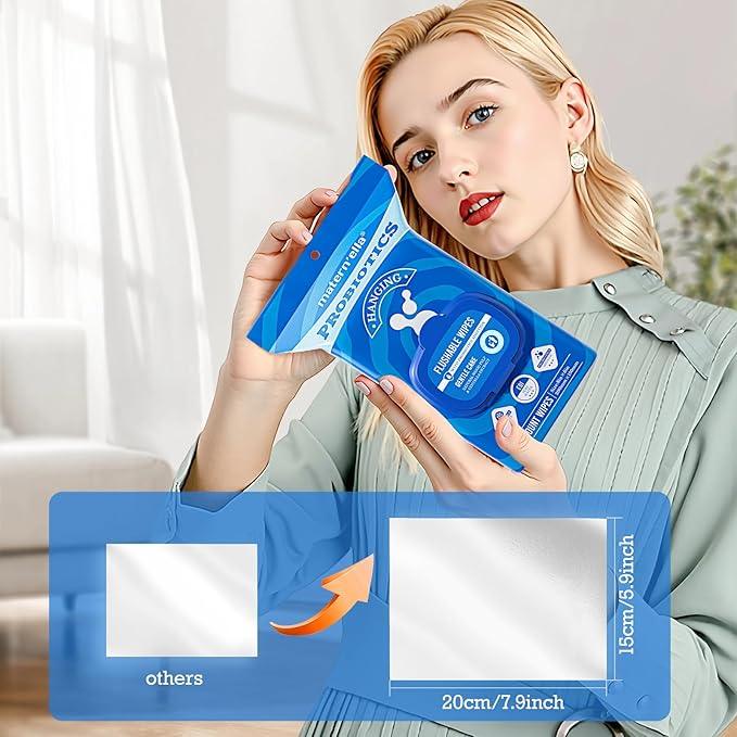 matern'ella Hanging Flushable Wipes Unscented Extra Large Corner-Connected Wet Wipes Adult Plant Based Fibers with Probiotics Alcohol Free Sewer Safe Butt Wipe Travel 3 Packs of 80 Wipes - ModernBath