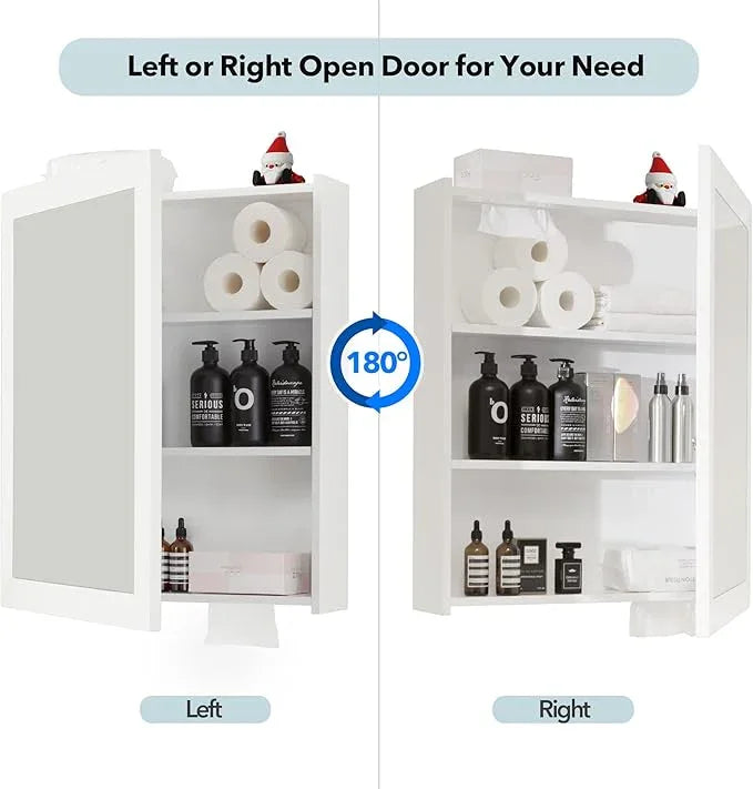 Bathroom Mirror Cabinet - Large Single Door 24x30 inchs Wall Cabinet Bathroom Vanity Mirror Cabinet with Facial Tissues Slot and Multifunctional Storage Area - ModernBath