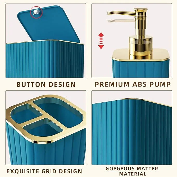 XLHOMO 28PC Bathroom Accessories Set - Gorgeous Teal Bathroom Set with Shower Caddy and Shower Curtain, Bathroom Accessory Set, Soap Dish & Trash Can - ModernBath