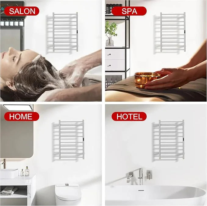 Electric Towel Warmer Rack,Heating Towel Warmer,Timer & Temperature Control,Wall-Mounted Plug-in for Bathroom,Brushed,Stainless Steel,10-Bar(31.5x20.08x4.41in) - ModernBath